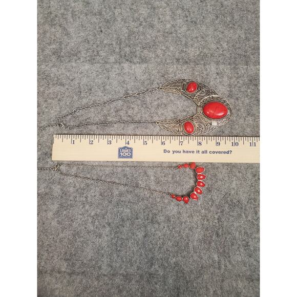 Women's Jewelry Bundle Red Stone Silver Tone Paparazzi Dead Stock Contemporary - Picture 10 of 16